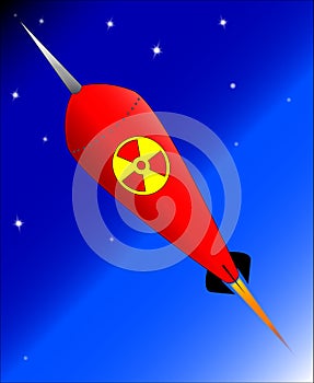 Retro Style Cartoon Nuclear Rocket