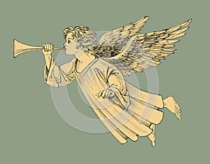 Retro style Christmas angel