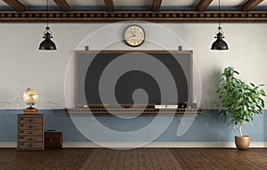 Retro style classroom with blackboard