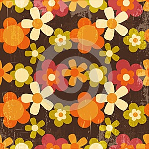 Retro Style Colorful Flower Seamless Pattern