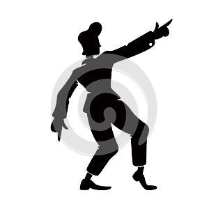 Retro style confident guy black silhouette vector illustration