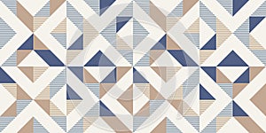 Retro Geometric Stripes Quilt Inspired Seamless vector Pattern