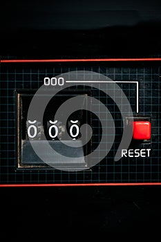 red reset button on old cassette deck