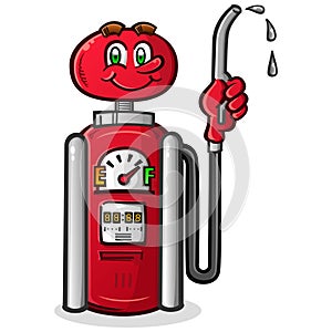 Retro style gasoline pump cartoon character vector illustration