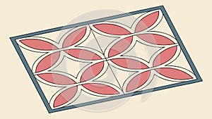 Retro Geometric Tile Pattern in Red and Green, vector design Generative AI