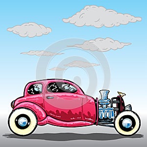 Retro style Hotrod car illustration