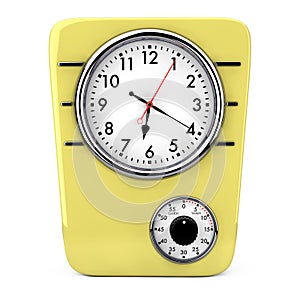 Retro Style Kitchen Clock with Timer. 3d Rendering