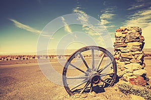 Retro style old cartwheel, wild west concept, USA.