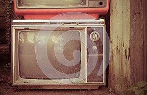 Retro style old television from 1950, 1960 and 1970s. Vintage tone instagram style filtered photo