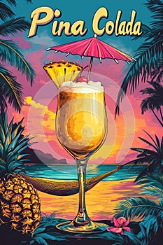 PiÃ±a Colada Retro Poster photo