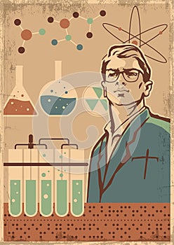 Retro Style Science Propaganda Poster photo