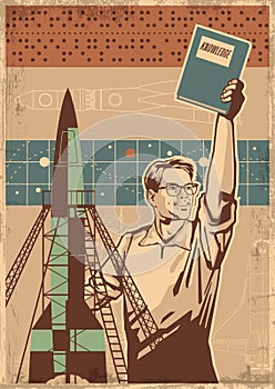 Retro Style Science Propaganda Poster photo