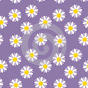 Retro style seamless pattern with nostalgic daisy flowers. Hippie aestetic texture print for tee, paper, fabric, textile. Groovy