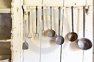 Set of vintage kitchen spoons and tools