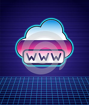 Retro style Software, web development, programming concept icon isolated futuristic landscape background. Programming