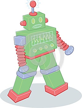 Retro style toy robot illustration