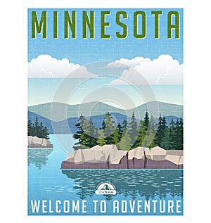 Retro style travel poster United States, Minnesota