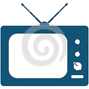 Retro style tv set vector icon isolated on white