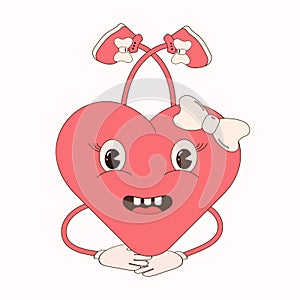 Retro style Valentine\'s day. Groovy retro heart.