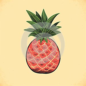 Retro Style Vector Illustration Of Pineapple On Fabric