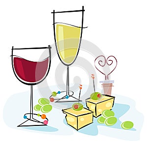 Retro-style Wine & Cheese