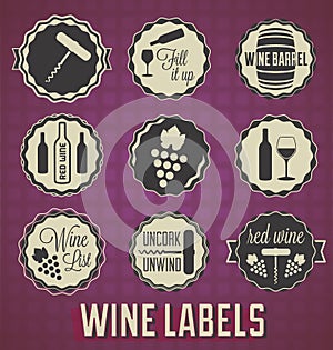 Retro Style Wine Labels and Icons