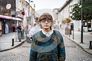 Retro Style Young Man on Urban Street