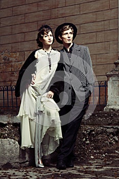 Retro styled fashion portrait of a young couple.