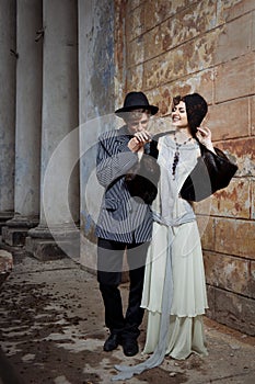 Retro styled fashion portrait of a young couple.