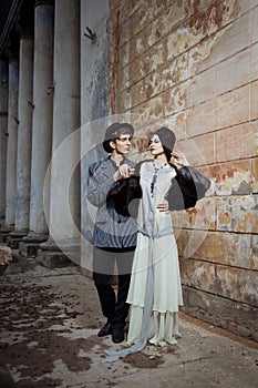 Retro styled fashion portrait of a young couple.