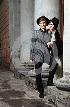 Retro styled fashion portrait of a young couple.