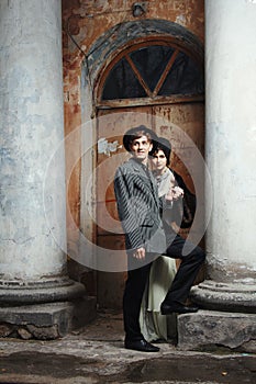 Retro styled fashion portrait of a young couple.