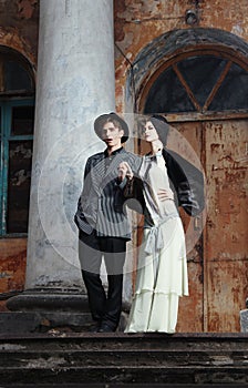 Retro styled fashion portrait of a young couple.