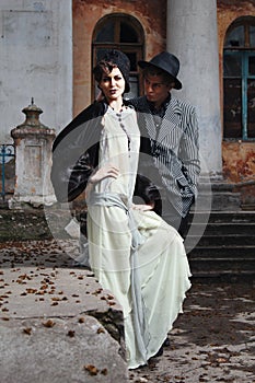 Retro styled fashion portrait of a young couple.