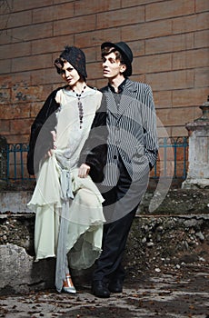 Retro styled fashion portrait of a young couple.