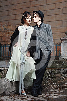 Retro styled fashion portrait of a young couple.