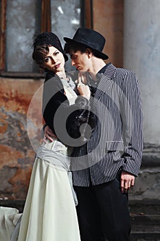 Retro styled fashion portrait of a young couple.