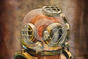 Retro styled image of a diving helmet