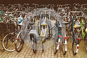 Retro styled image of Dutch bicycles