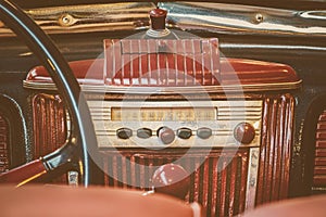 Retro styled image of an old car radio