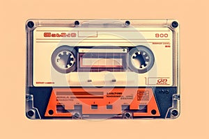 Retro Styled Image of an Old Compact Cassette. created with Generative AI