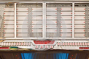 Old jukebox with empty music labe photo