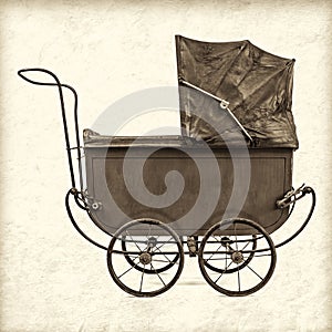 Retro styled image of a vintage baby stroller