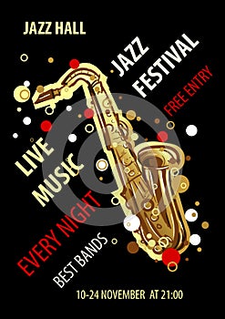 Retro styled Jazz festival Poster. Abstract style vector illustration.