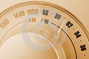 Retro-styled radio tuner dial