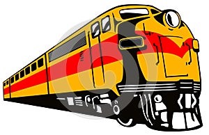 Retro styled speeding train