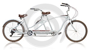 Retro styled tandem bicycle isolated on a white