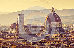 Retro-styled view to santa maria del fiore cathedral in florence