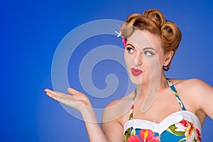 Retro styled woman with fifties hair and makeup