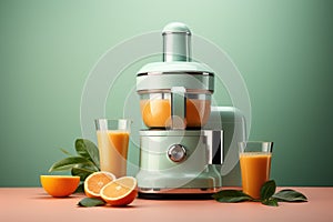 A retro stylish juicer for extracting fresh and healthy juices from fruits and vegetables..AI generated